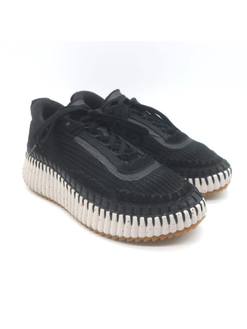 Chloe Nama Speckled-Platform Mesh Sneakers Black Size 37
